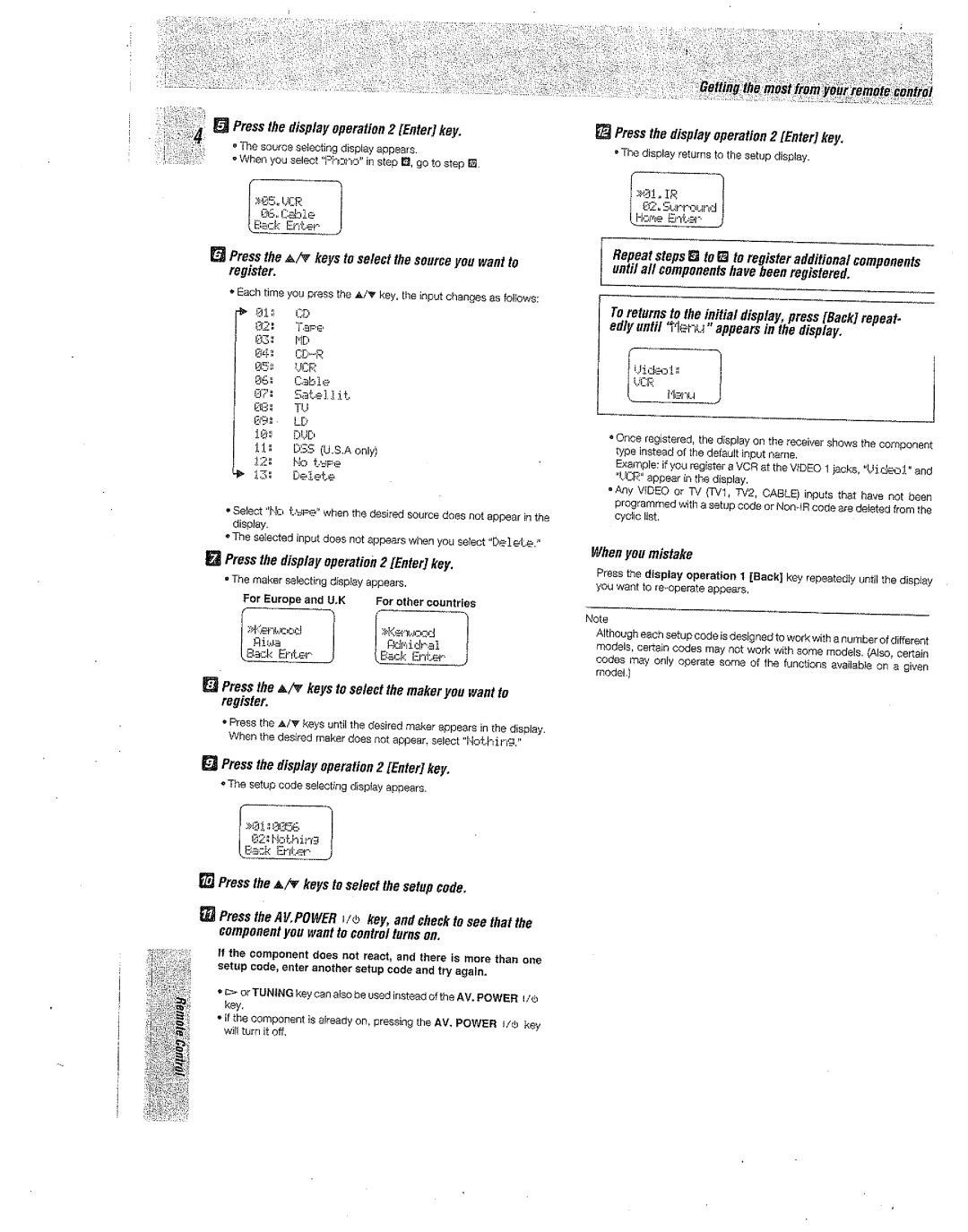 Kenwood Preset Remote Control manual 