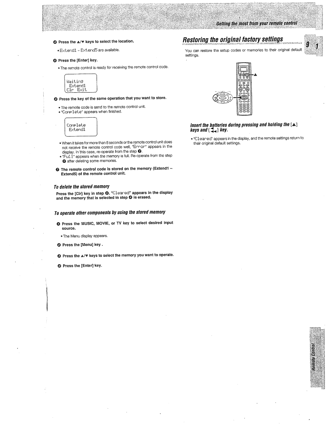 Kenwood Preset Remote Control manual 