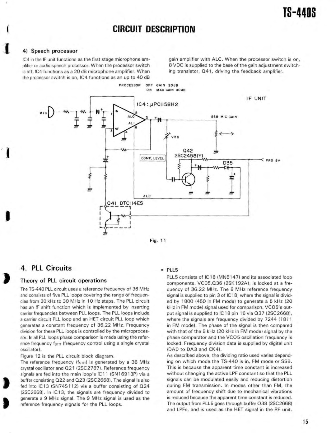 Kenwood VS-1, PS-50, SP-430, PS-430, MB-430, AT-440, YK-88SN, YK-88CN specifications Circuit Descriptio N 