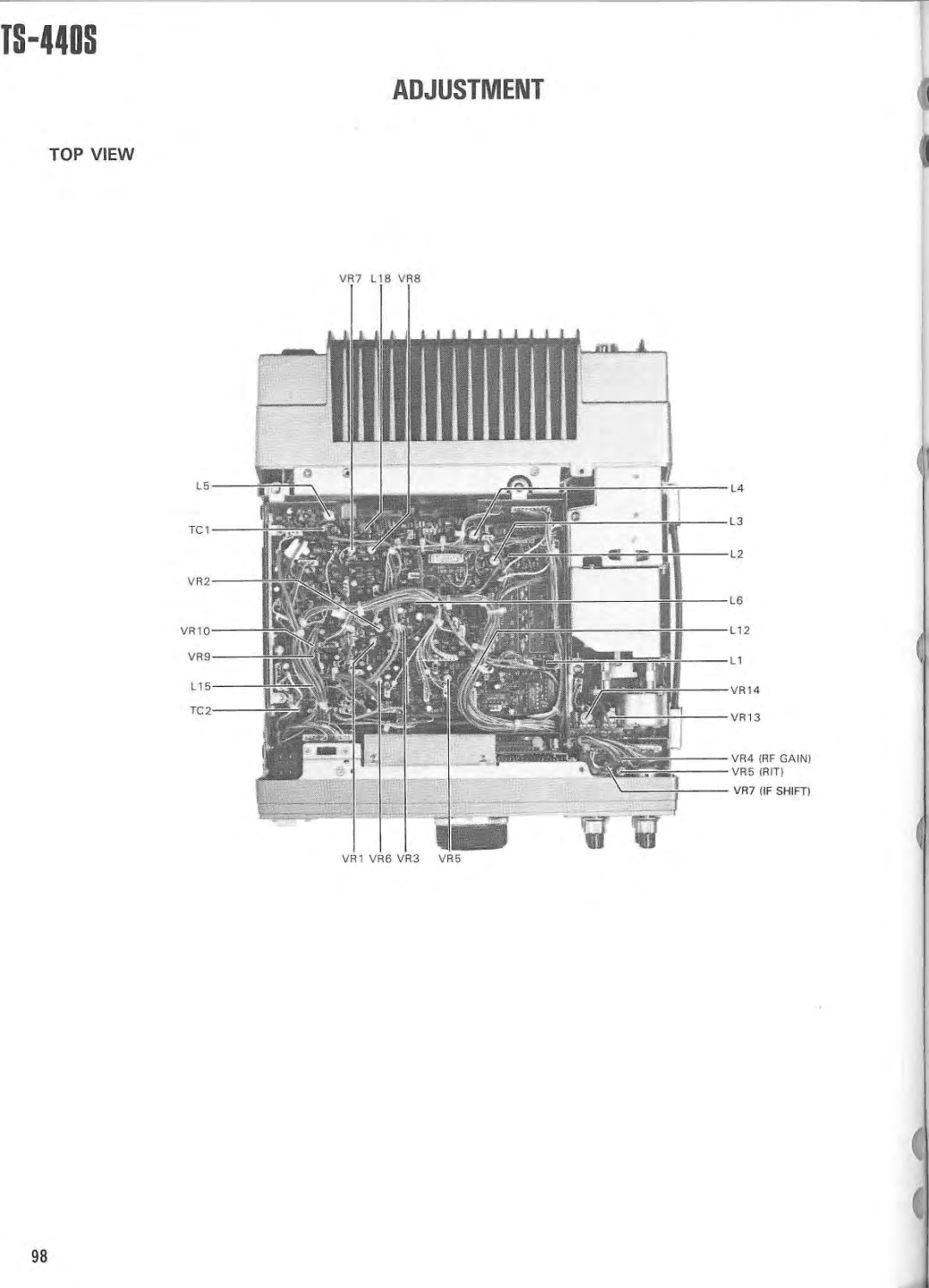 Kenwood YK-88SN, PS-50, SP-430, PS-430, MB-430, AT-440, VS-1, YK-88CN specifications TOP View 