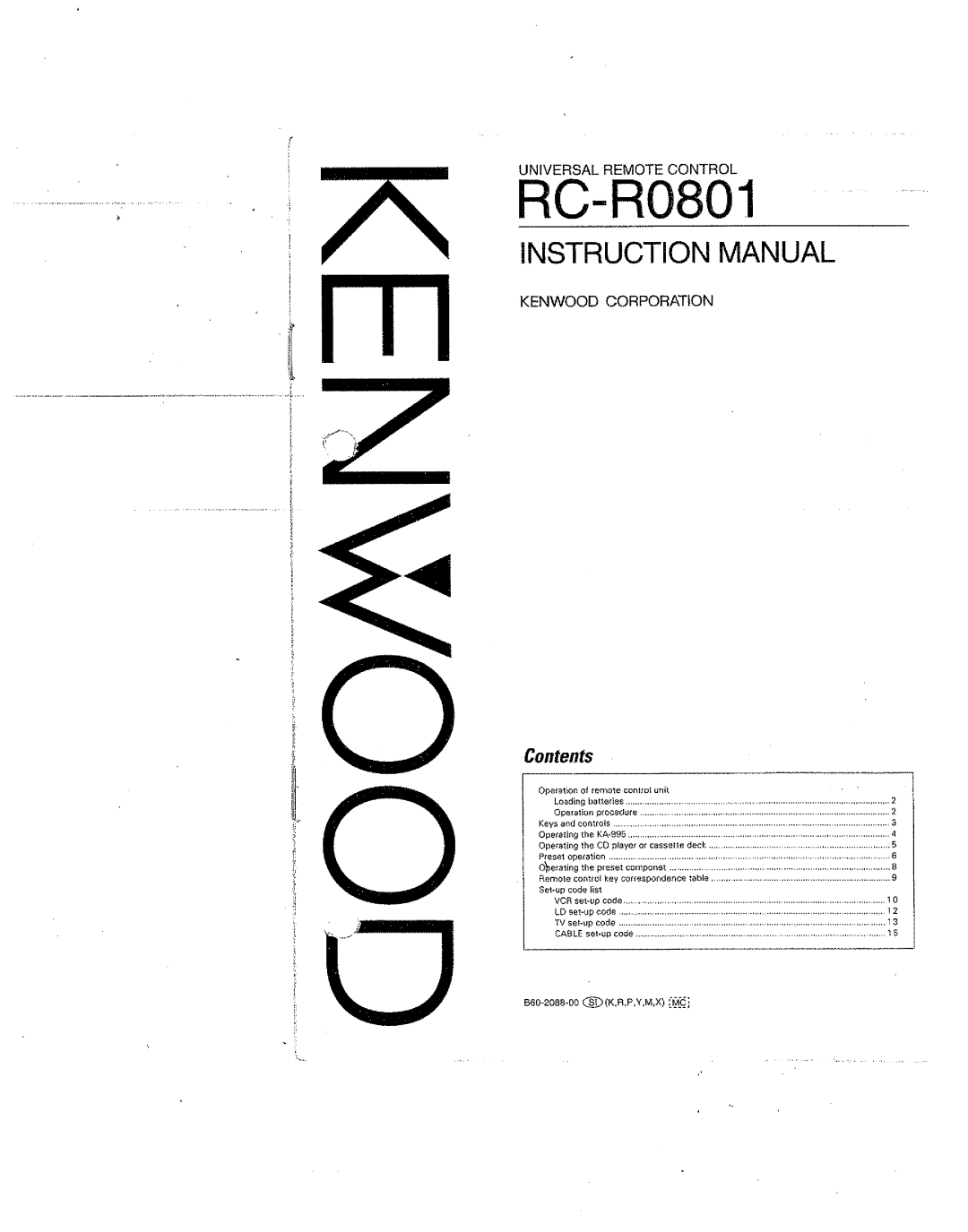 Kenwood RC-R0801 manual 