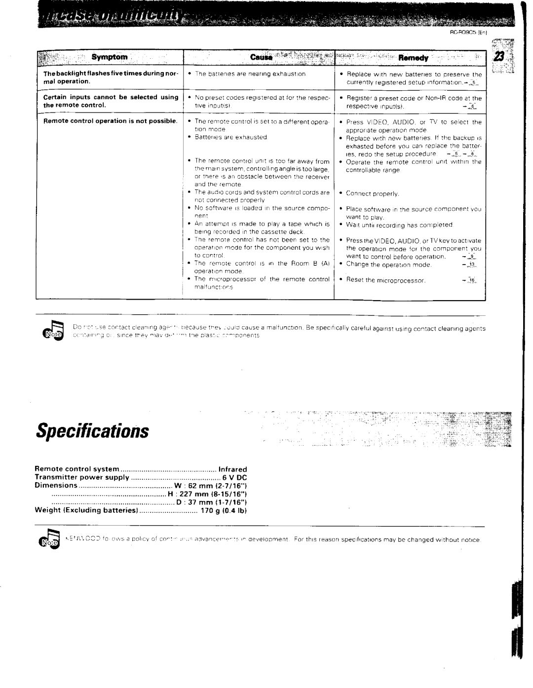 Kenwood RC-R0905 manual 