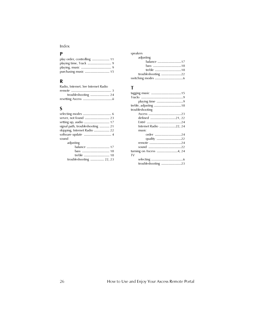 Kenwood REMOTE PORTAL AXCESS manual Index 