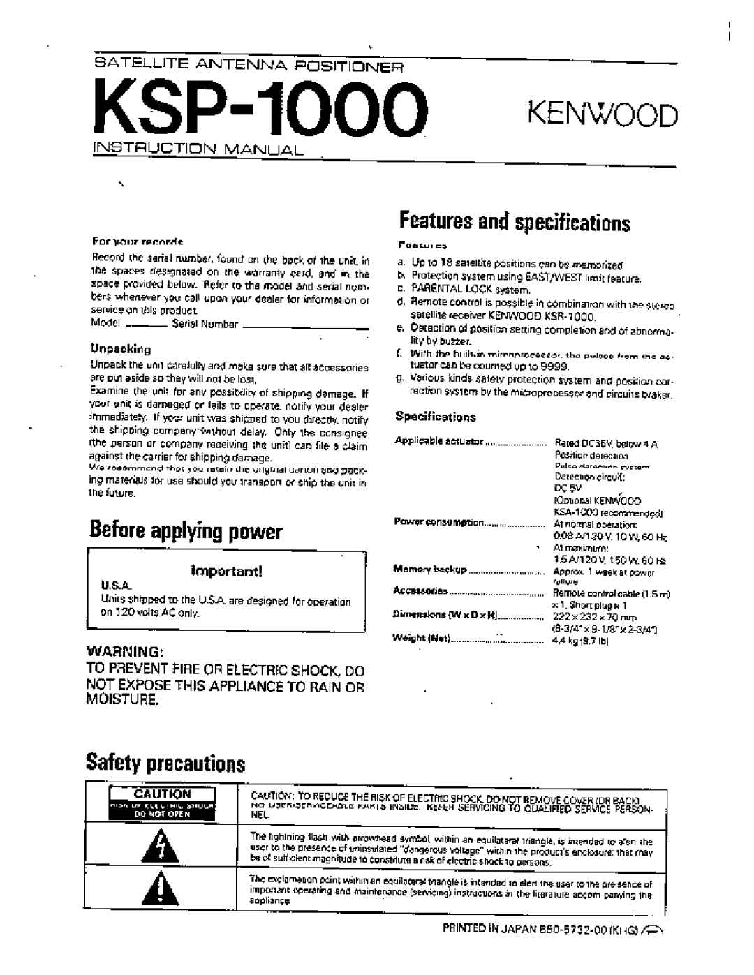 Kenwood KSP-1000, Satellite TV System, 347 manual 