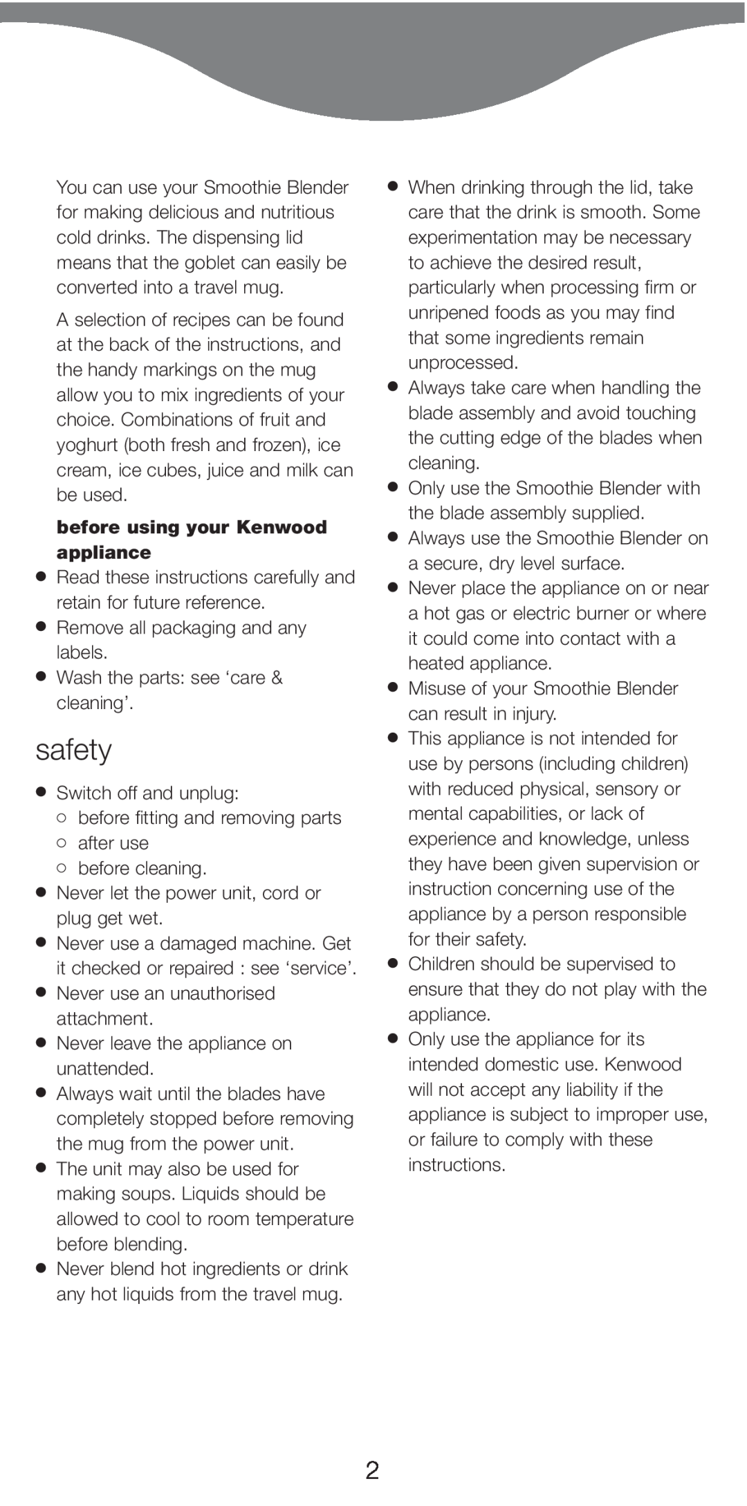 Kenwood SB050 manual safety, before using your Kenwood appliance 