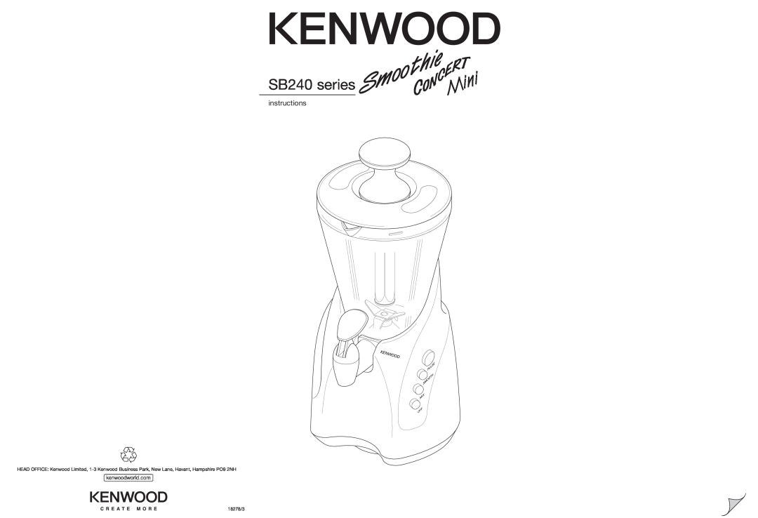 Kenwood manual SB240 series, instructions, 18278/3 