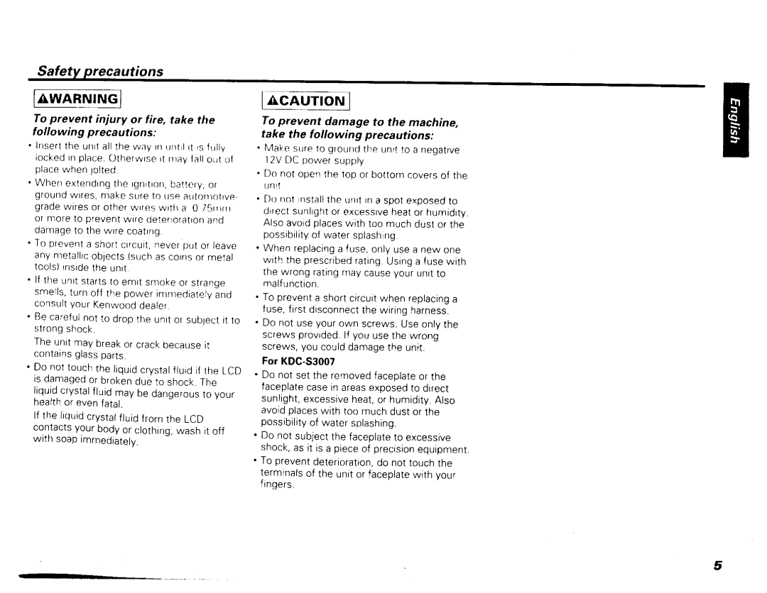 Kenwood SDC-S2007, SDC-S3007 manual 