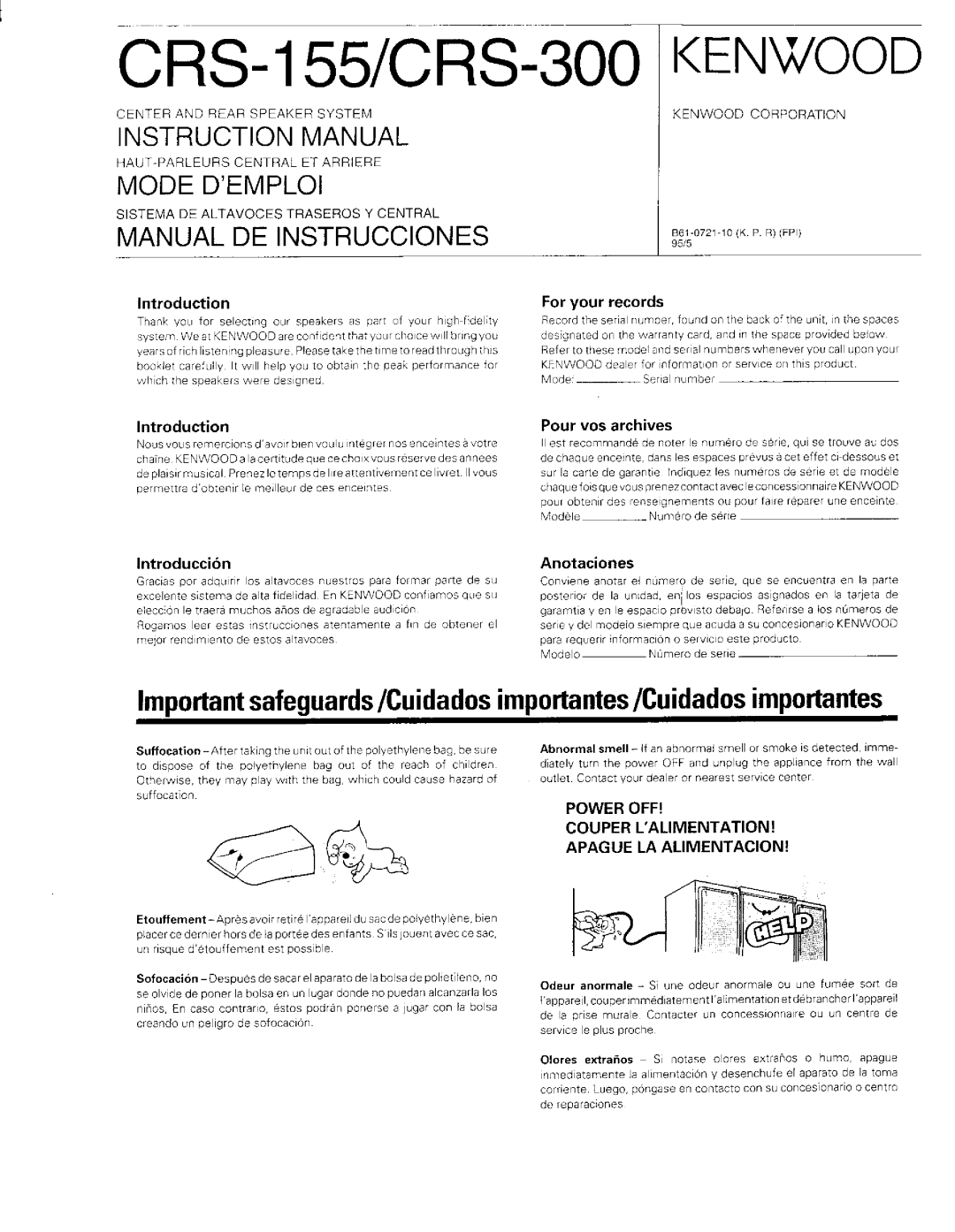 Kenwood CRS-300, Speaker System, CRS-155, 369 manual 