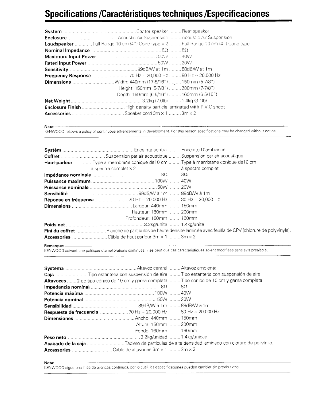 Kenwood Speaker System, CRS-300, CRS-155, 369 manual 