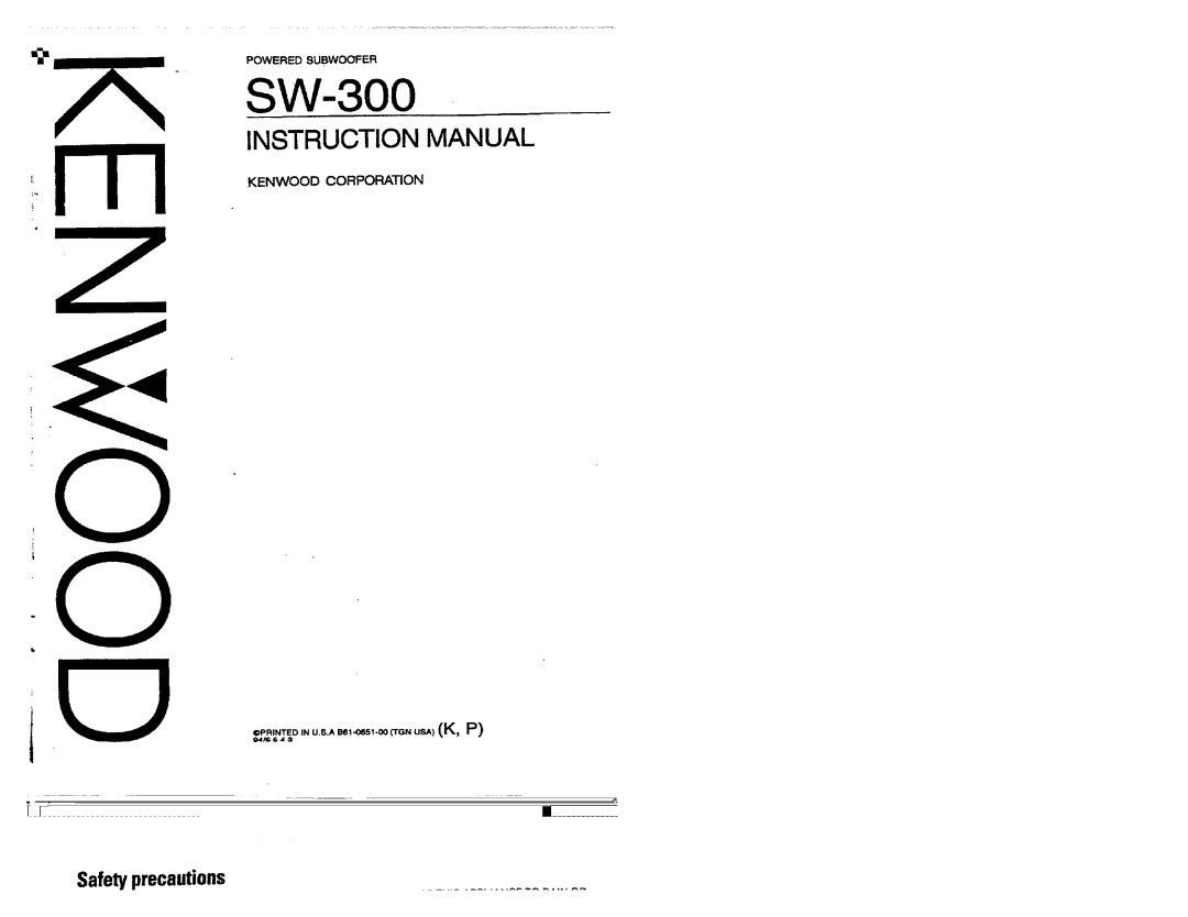 Kenwood SW-300 manual 