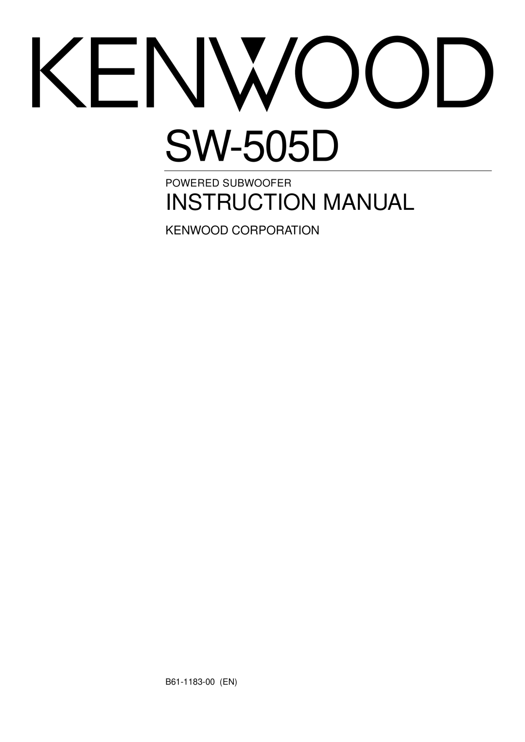 Kenwood SW-505D, SW-305 instruction manual 