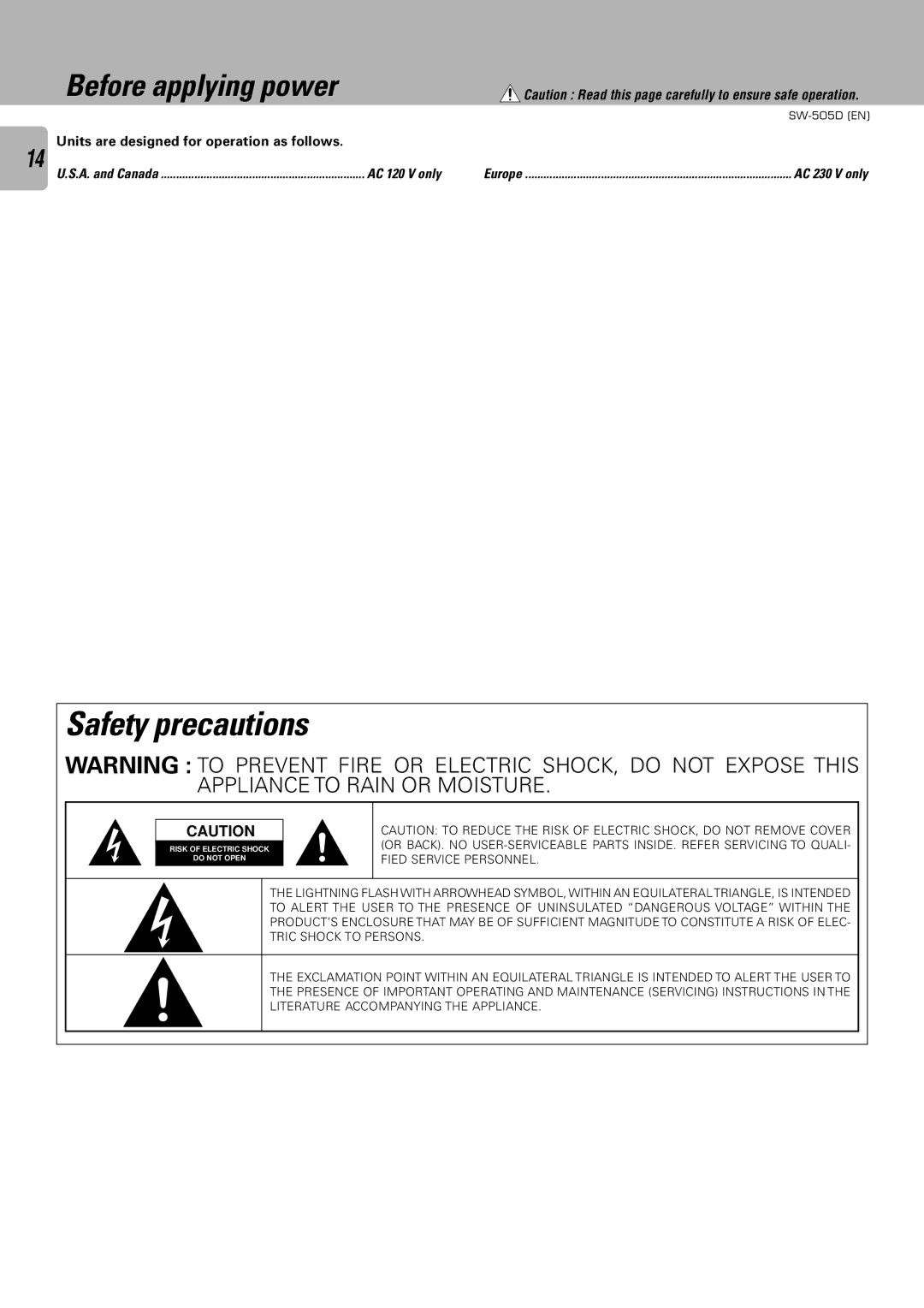 Kenwood SW-305, SW-505D instruction manual Deutsch Français 