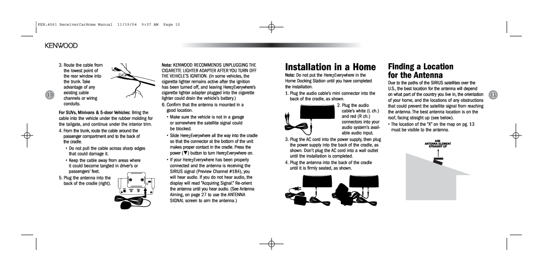 Kenwood SYSTEM-H2EV installation manual Installation in a Home, Finding a Location for the Antenna 