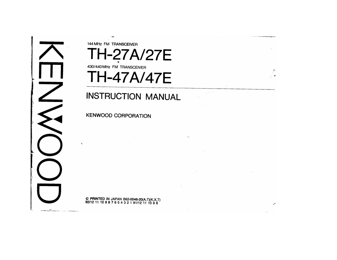 Kenwood 27E, TH-27A manual 