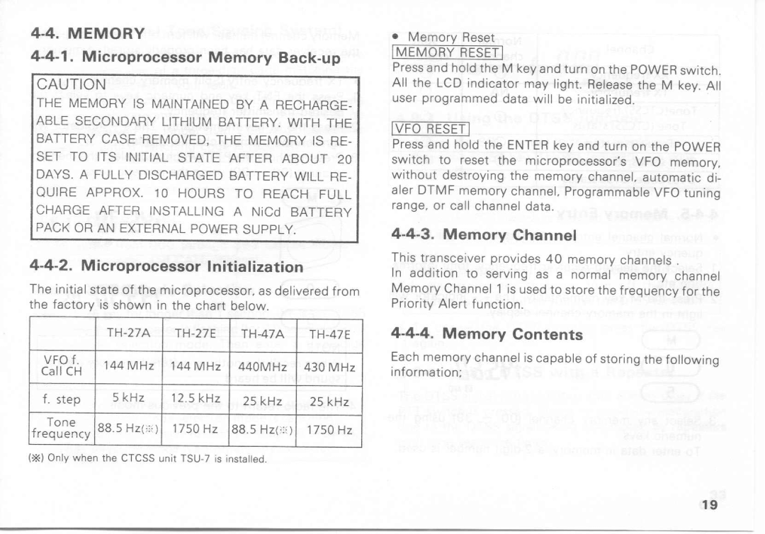 Kenwood TH-27E, TH-27A, TH-47E, TH-47A manual 