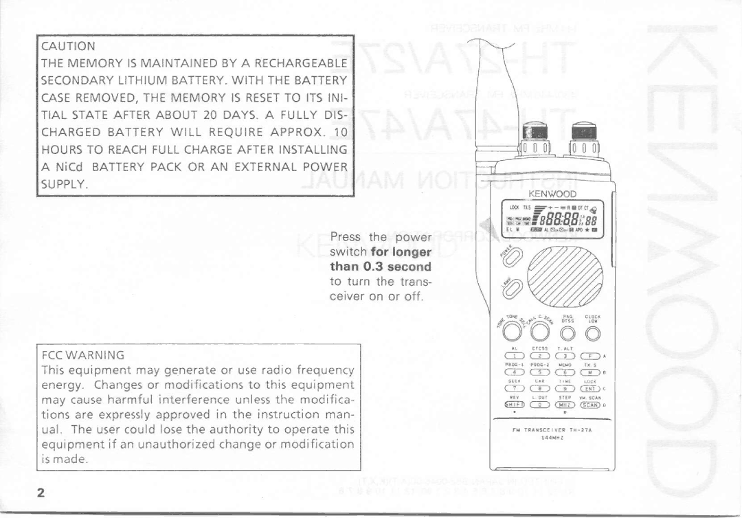 Kenwood TH-47A, TH-27A, TH-47E, TH-27E manual 