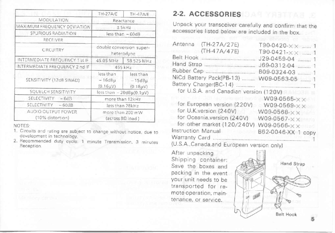 Kenwood TH-47E, TH-27A, TH-47A, TH-27E manual 