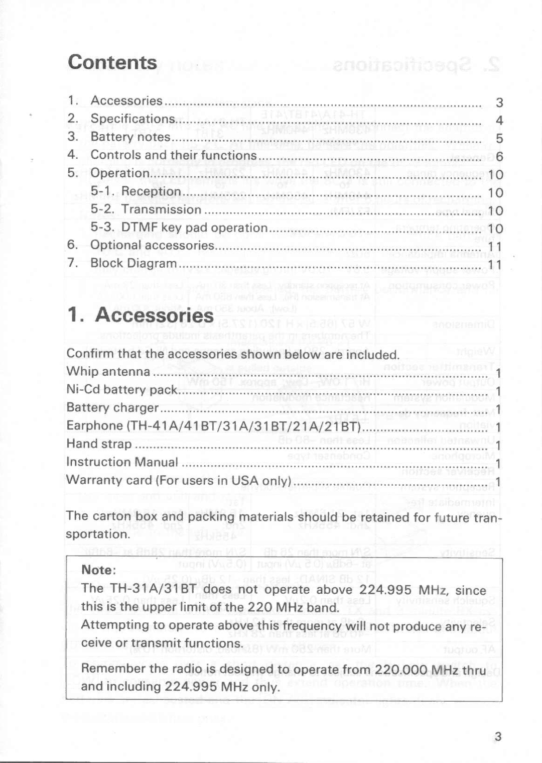 Kenwood TH-31A, TH-41E, TH-41BT, TH-31BT, TH-21E, TH-21A, TH-41A manual 