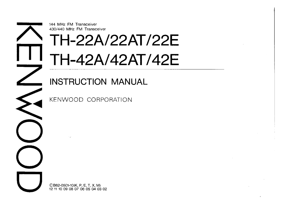 Kenwood TH-42AT, TH-42E, TH-22A, TH-42A/42AT/42E, TH-22E manual 