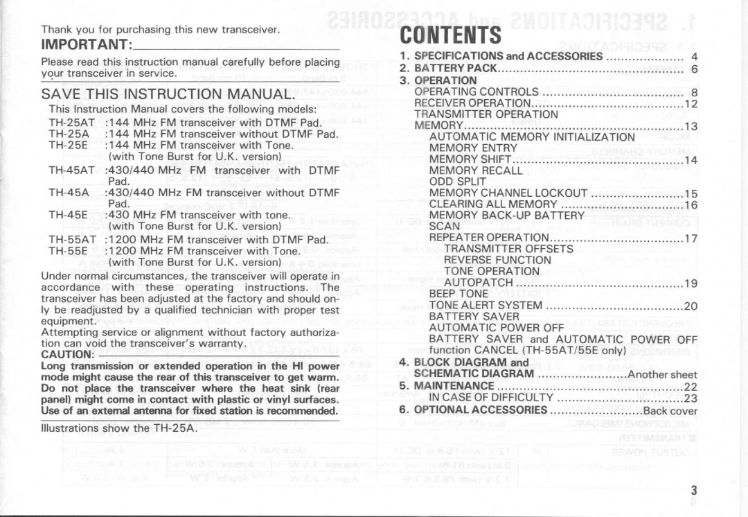 Kenwood TH-55AT Series, TH-45A Series, TH-25A Series manual 