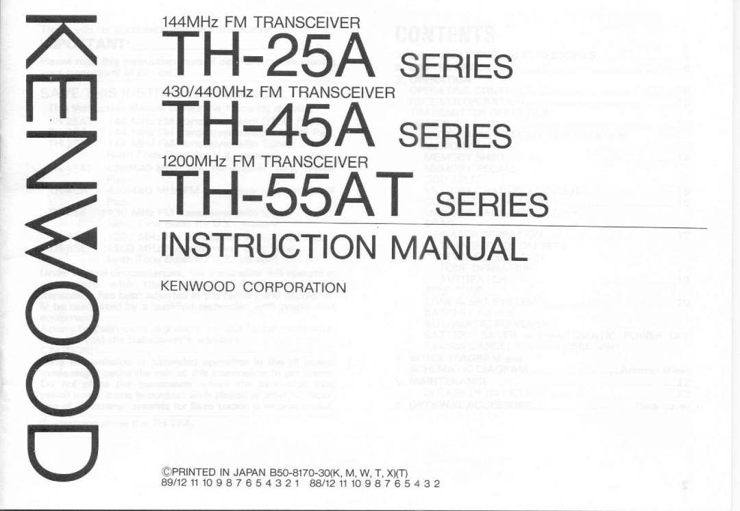 Kenwood TH-55AT Series, TH-45A Series, TH-25A Series manual 