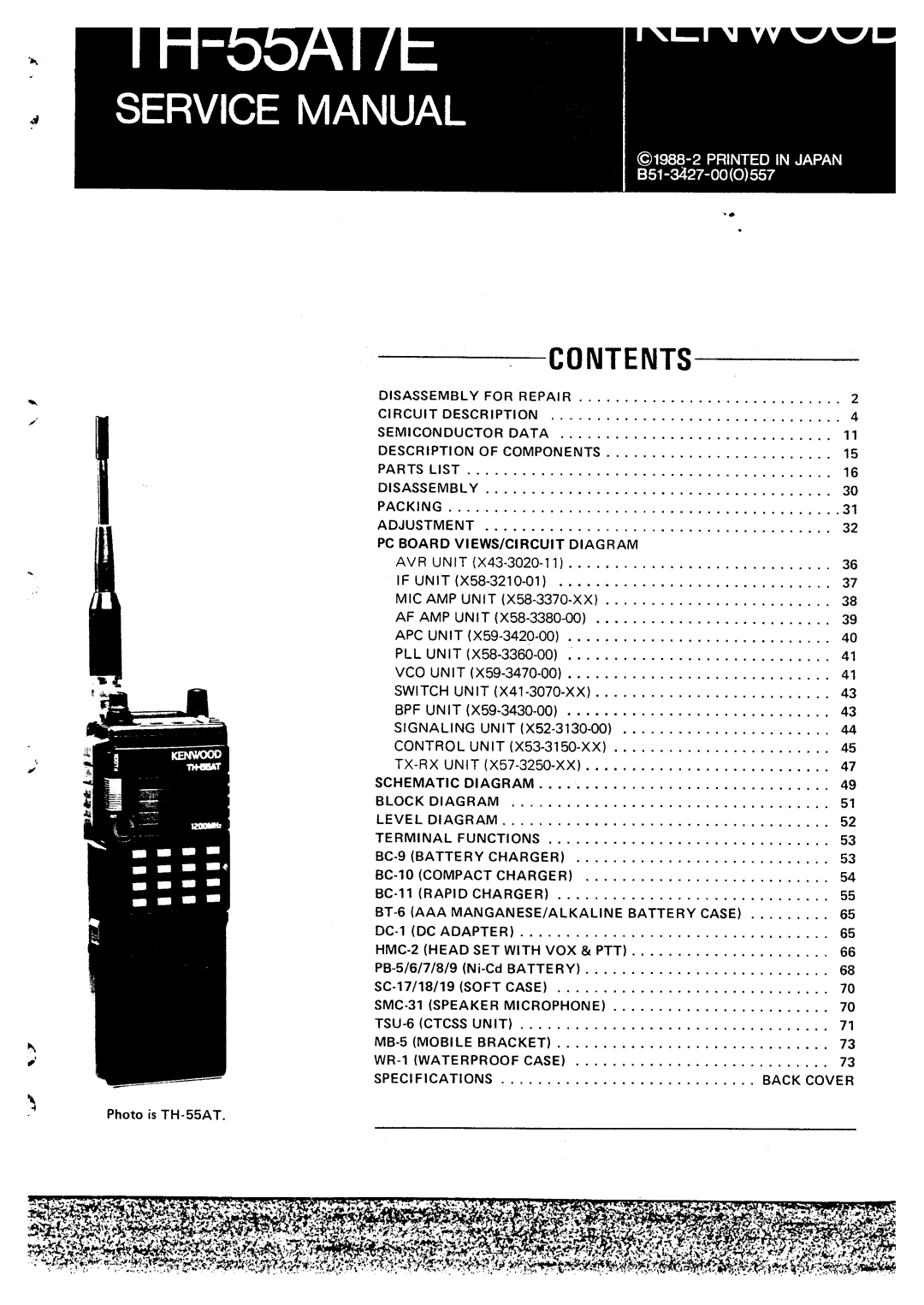 Kenwood TH-55AT7E manual 