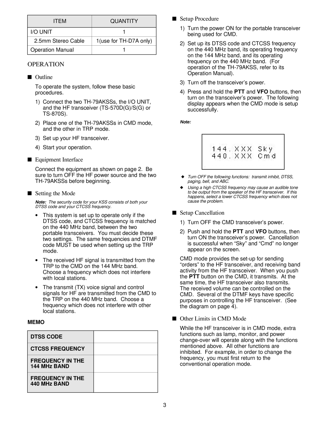 Kenwood TH-79AKSS operation manual Operation 