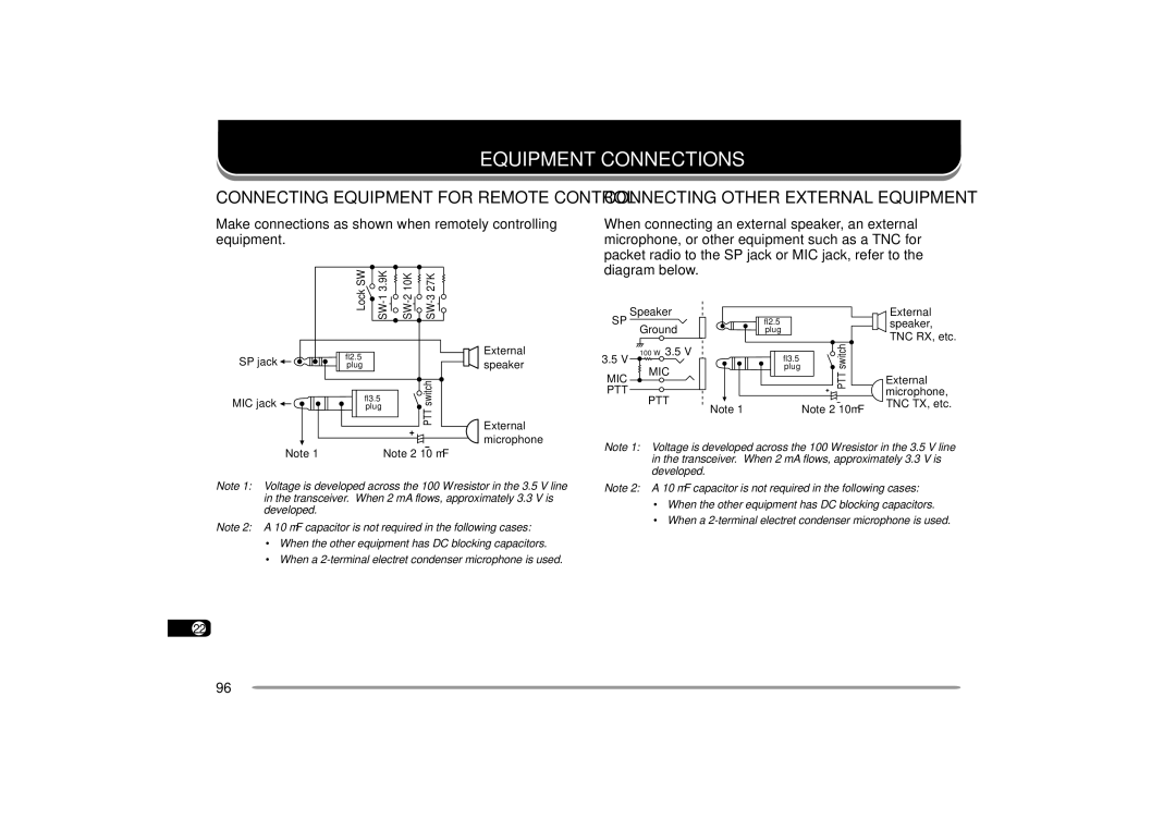 Kenwood 144, 440 MHz TH-D7A instruction manual Equipment Connections, Connecting Other External Equipment 