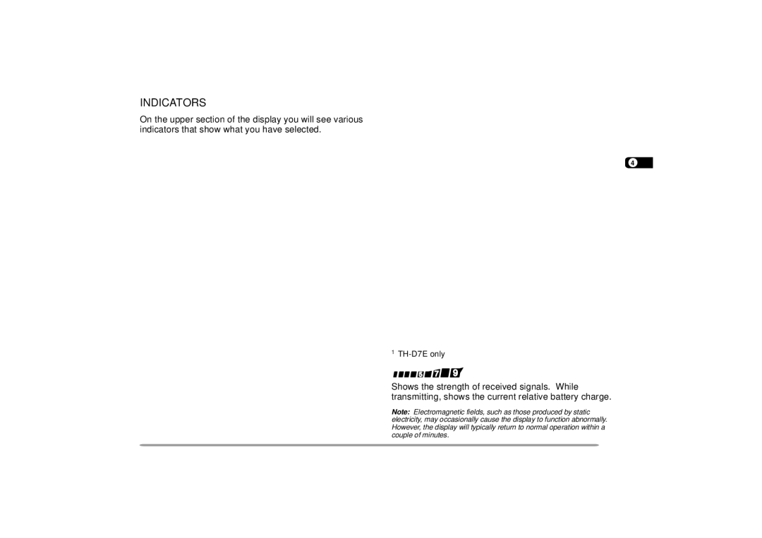 Kenwood 144, 440 MHz TH-D7A instruction manual Indicators 