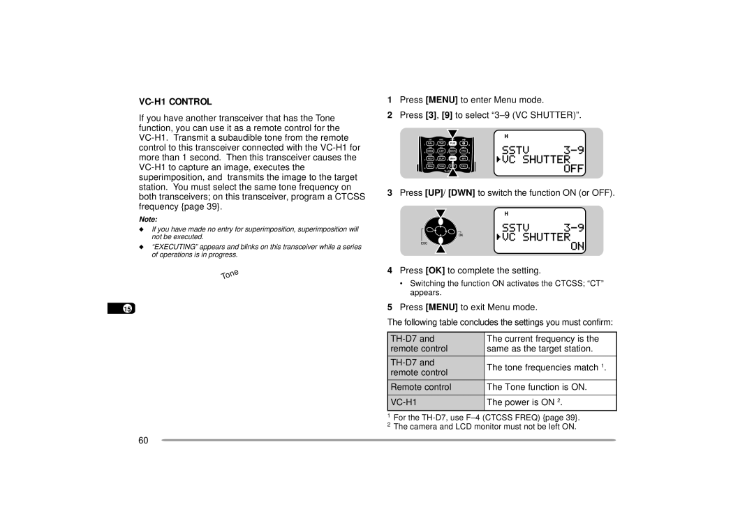 Kenwood 144, 440 MHz TH-D7A instruction manual VC-H1 Control, Power is on 