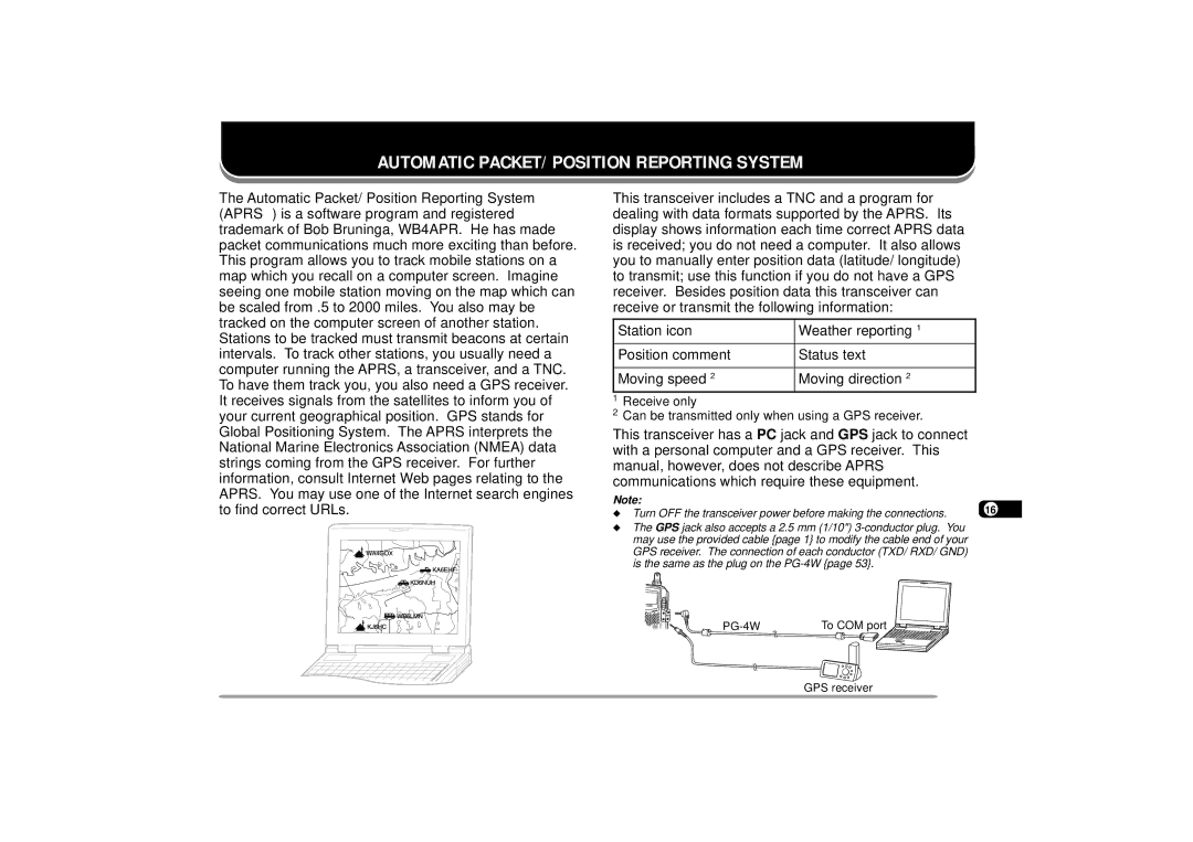 Kenwood 440 MHz TH-D7A, 144 instruction manual Automatic PACKET/ Position Reporting System 