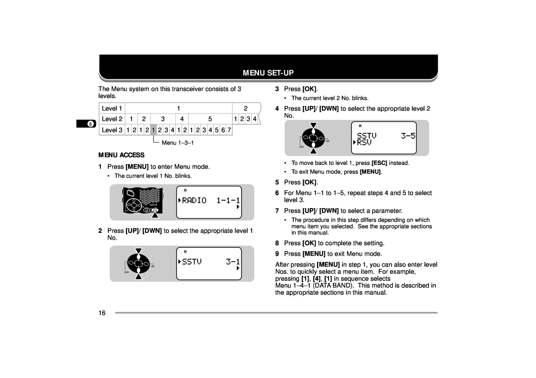 Kenwood 440 MHz TH-D7A, 144 instruction manual Menu Set-Up, 8MENU ACCESS 
