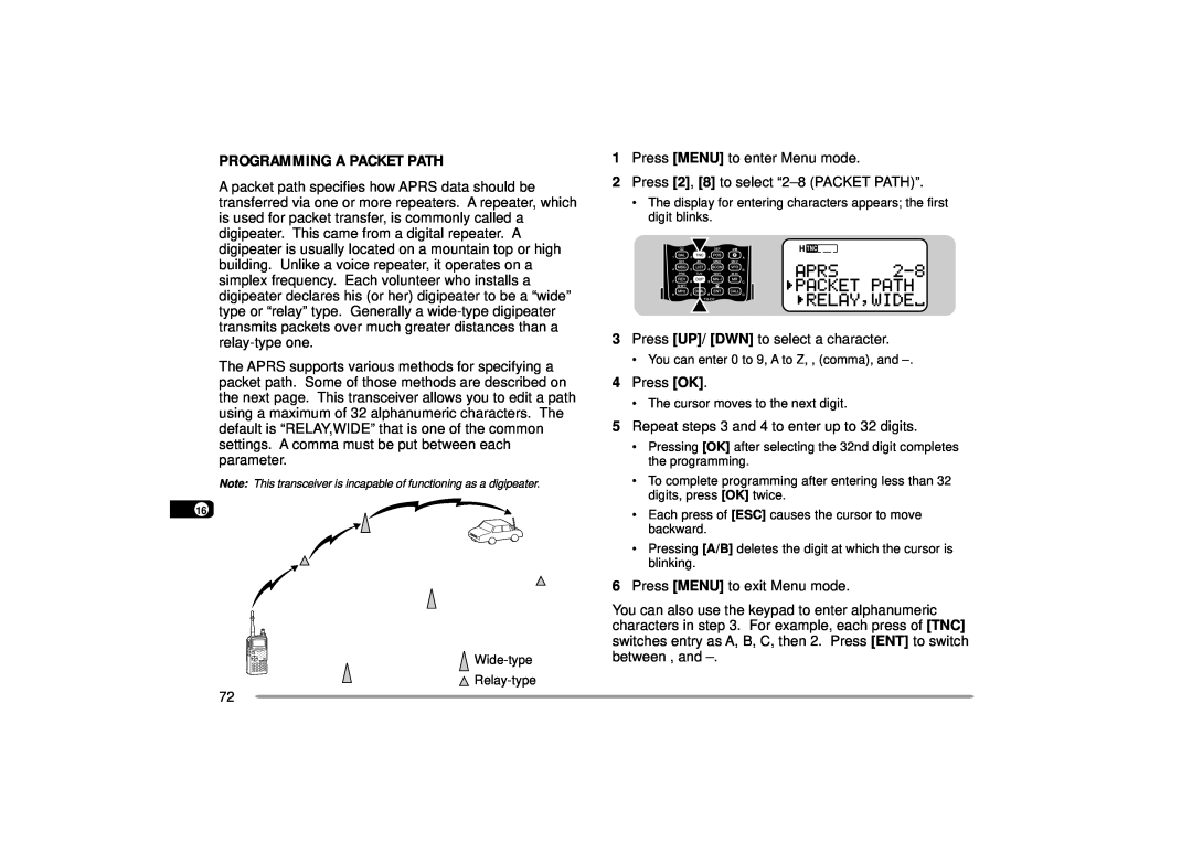 Kenwood 144, 440 MHz TH-D7A instruction manual Programming A Packet Path 