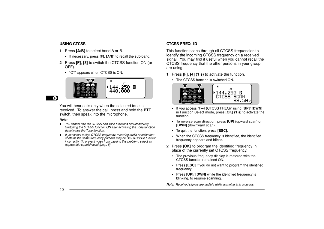 Kenwood TH-D7A, TH-D7E instruction manual Using Ctcss, Ctcss FREQ. ID, Press F, 3 to switch the Ctcss function on or, Off 