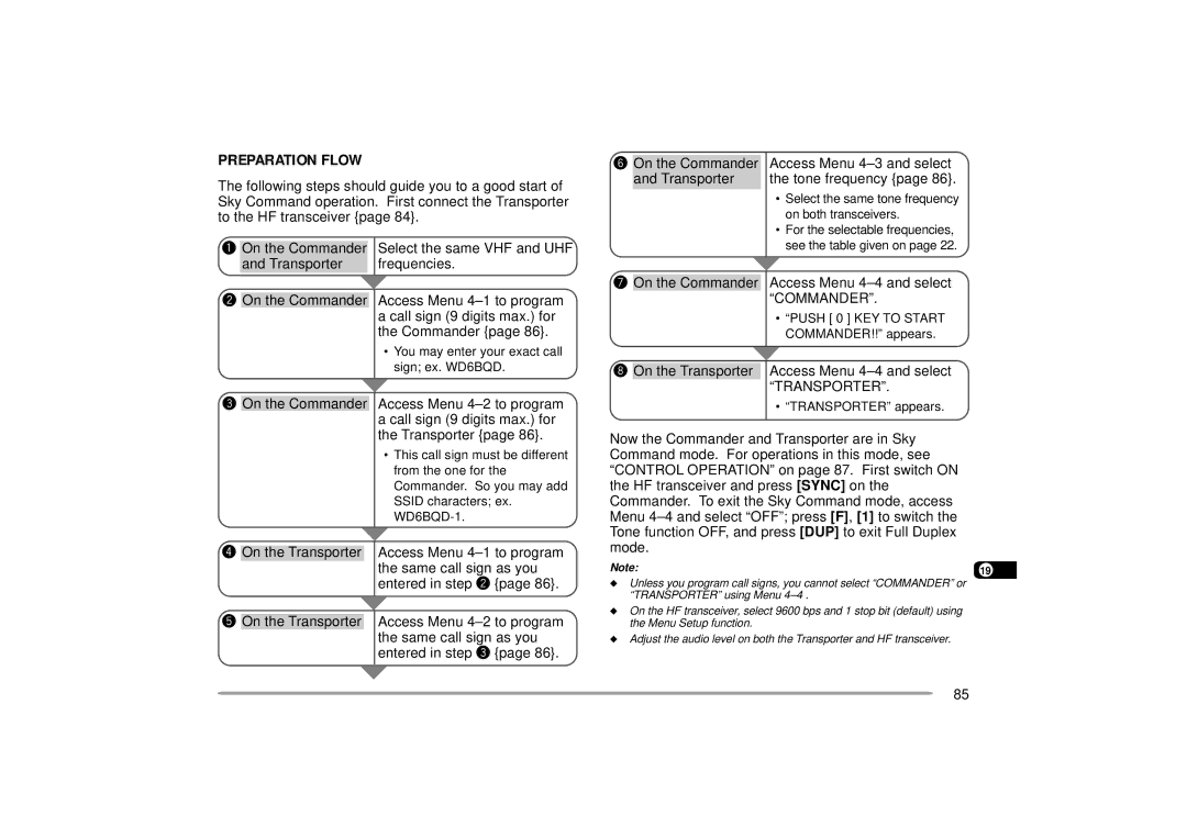 Kenwood TH-D7E, TH-D7A instruction manual Preparation Flow, On the Commander Access Menu 4-4 and select Commander 