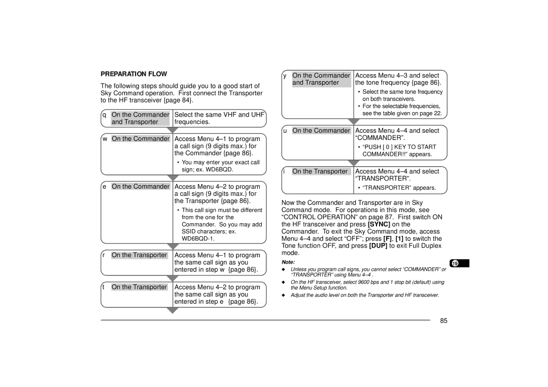 Kenwood TH-D7A instruction manual Preparation Flow, On the Commander Access Menu 4-4 and select Commander 