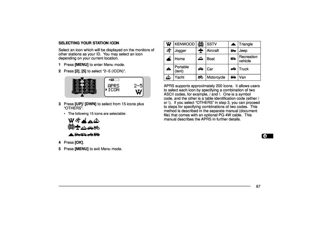Kenwood TH-D7A instruction manual Selecting Your Station Icon 