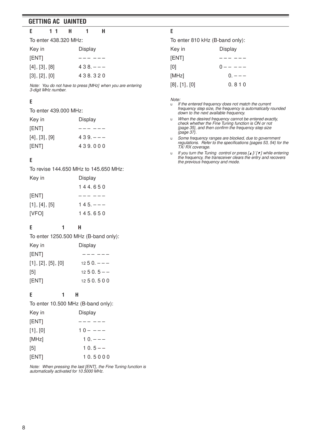 Kenwood TH-F7E, TH-F6A instruction manual Ent Vfo 