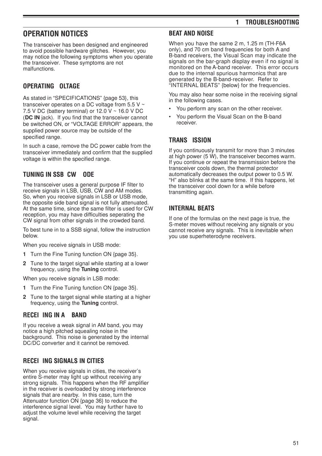 Kenwood TH-F6A, TH-F7E instruction manual Operation Notices 