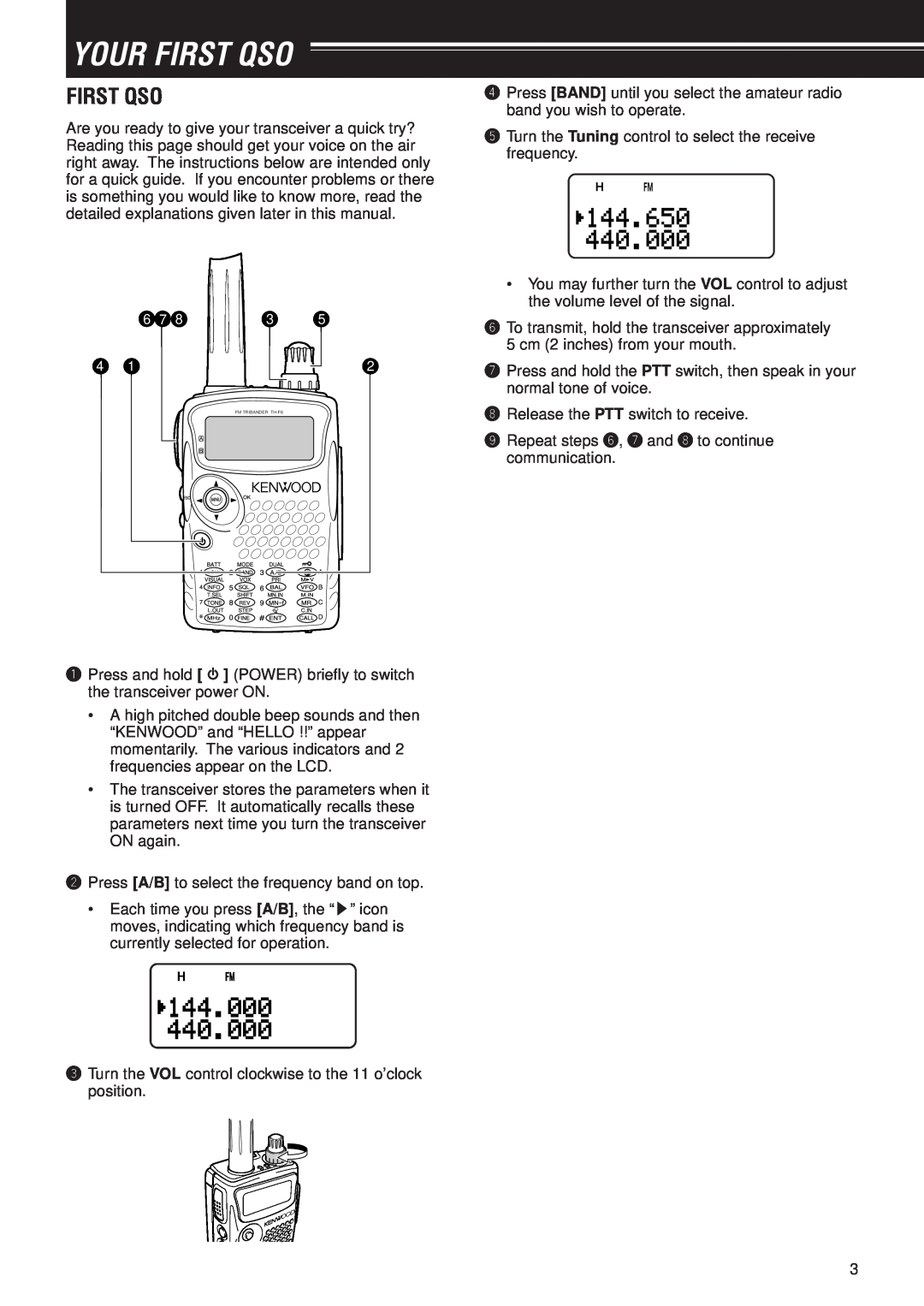 Kenwood TH-F6A, TH-F7E instruction manual Your First Qso 
