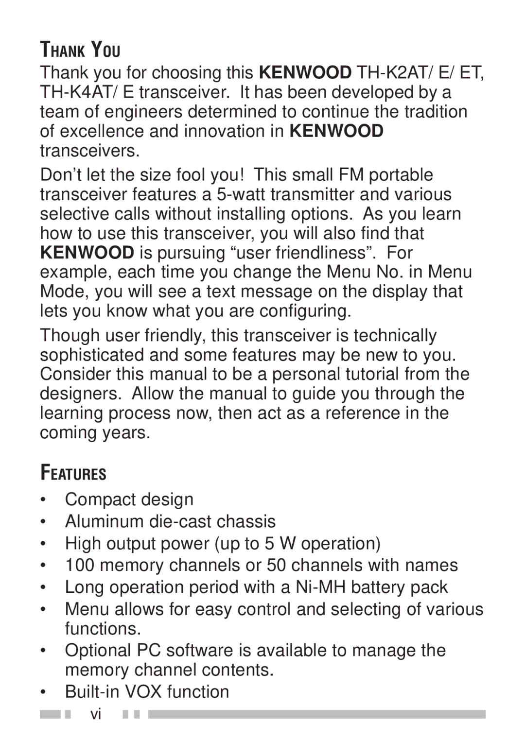 Kenwood TH-KAE, TH-K4AT, TH-K2ET, TH-K2AT instruction manual Thank YOU 