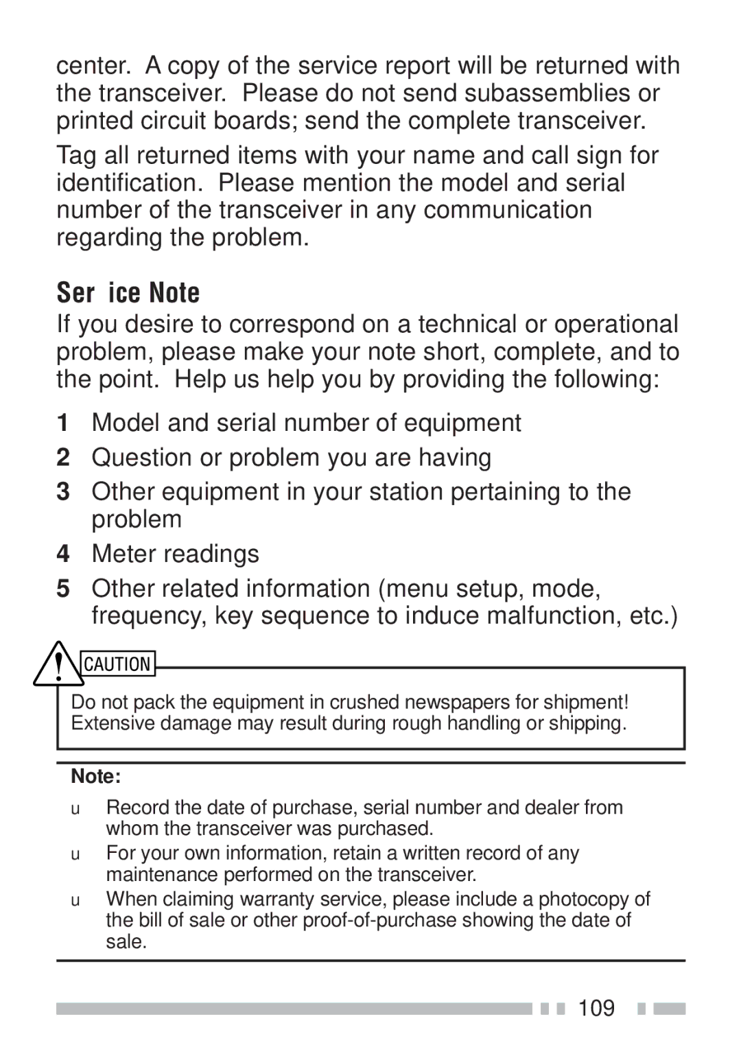 Kenwood TH-K2AT, TH-KAE, TH-K4AT, TH-K2ET instruction manual Service Note 