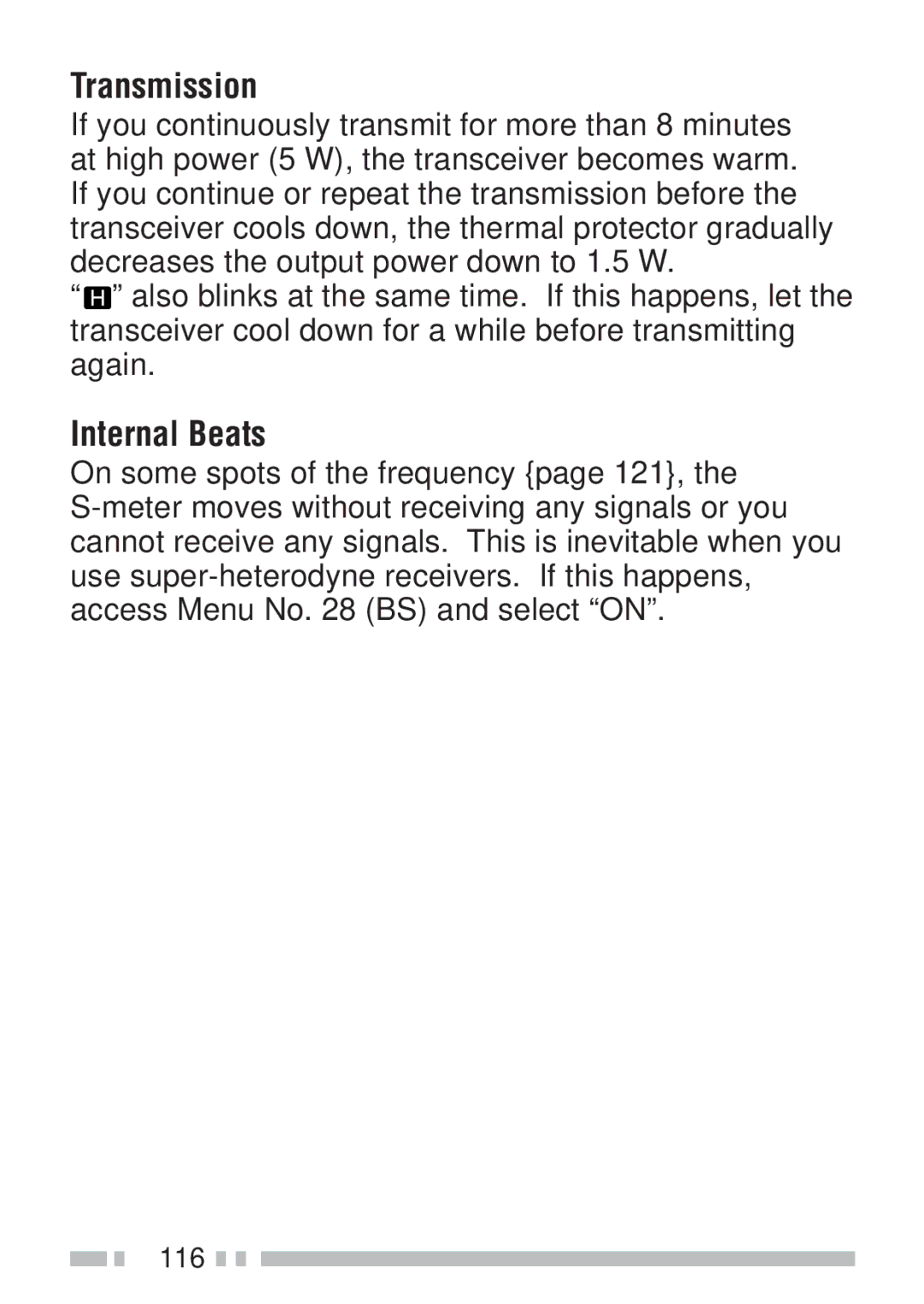 Kenwood TH-KAE, TH-K4AT, TH-K2ET, TH-K2AT instruction manual Transmission, Internal Beats 