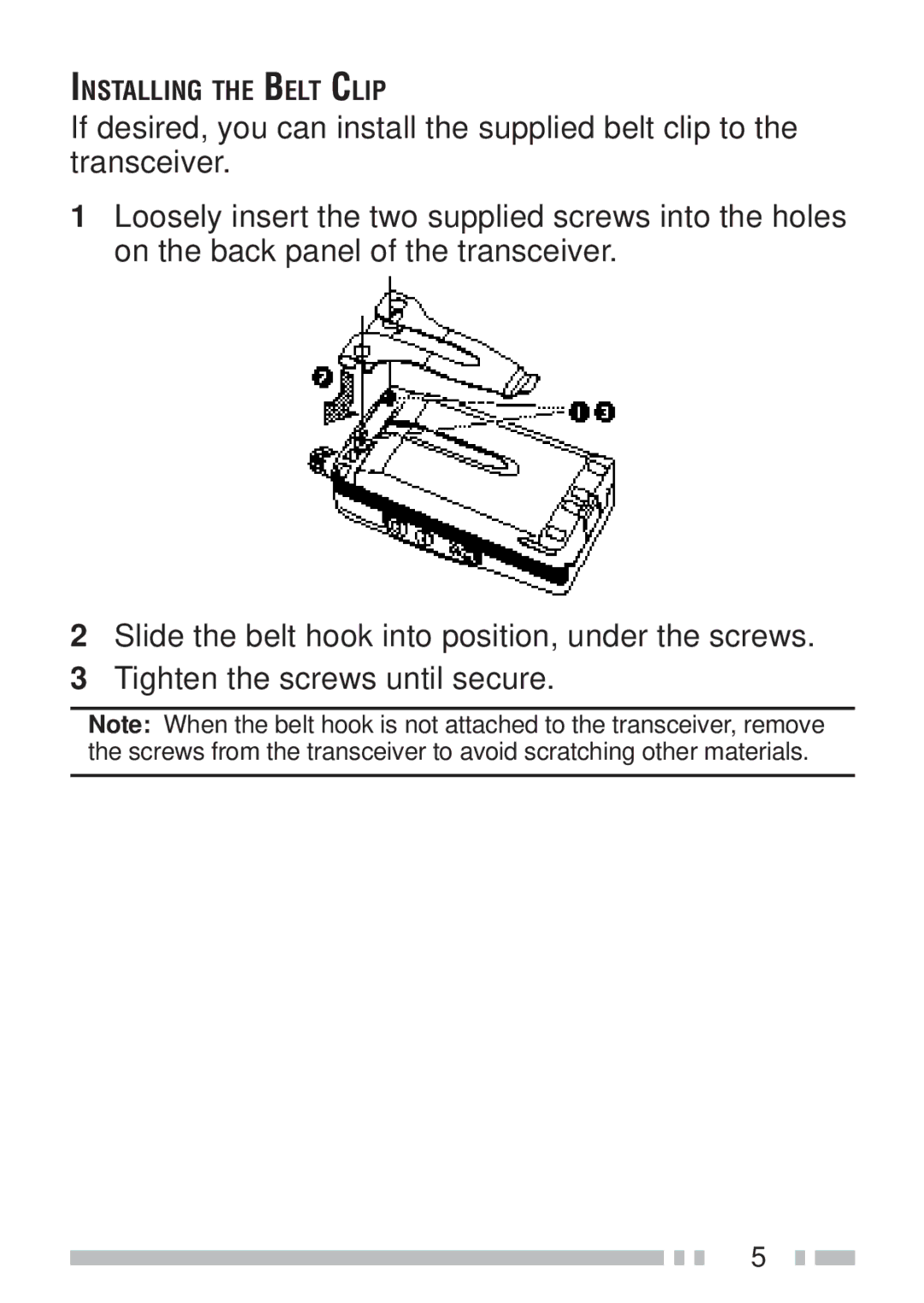 Kenwood TH-KAE, TH-K4AT, TH-K2ET, TH-K2AT instruction manual Installing the Belt Clip 