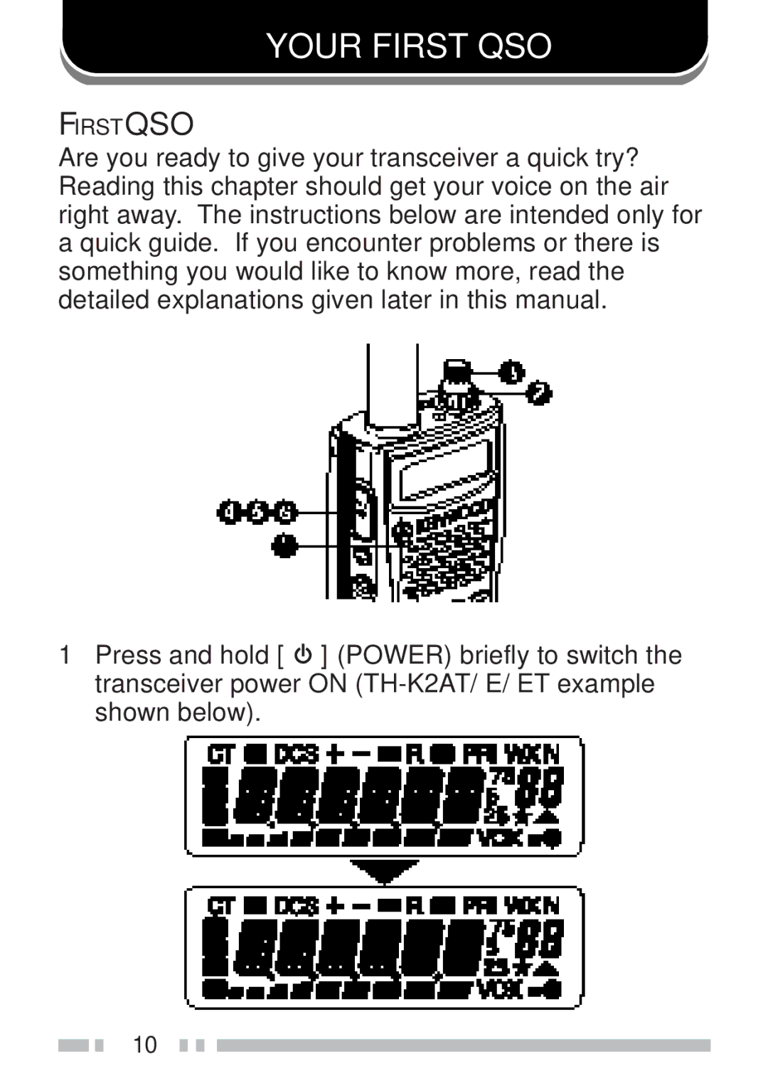 Kenwood TH-KAE, TH-K4AT, TH-K2ET, TH-K2AT instruction manual Your First QSO 