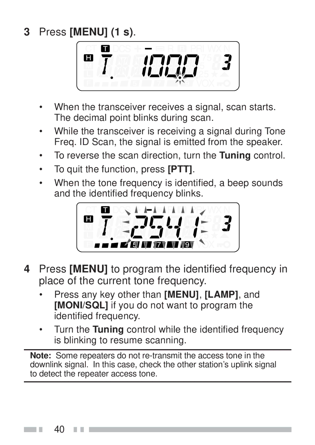 Kenwood TH-KAE, TH-K4AT, TH-K2ET, TH-K2AT instruction manual Press Menu 1 s 