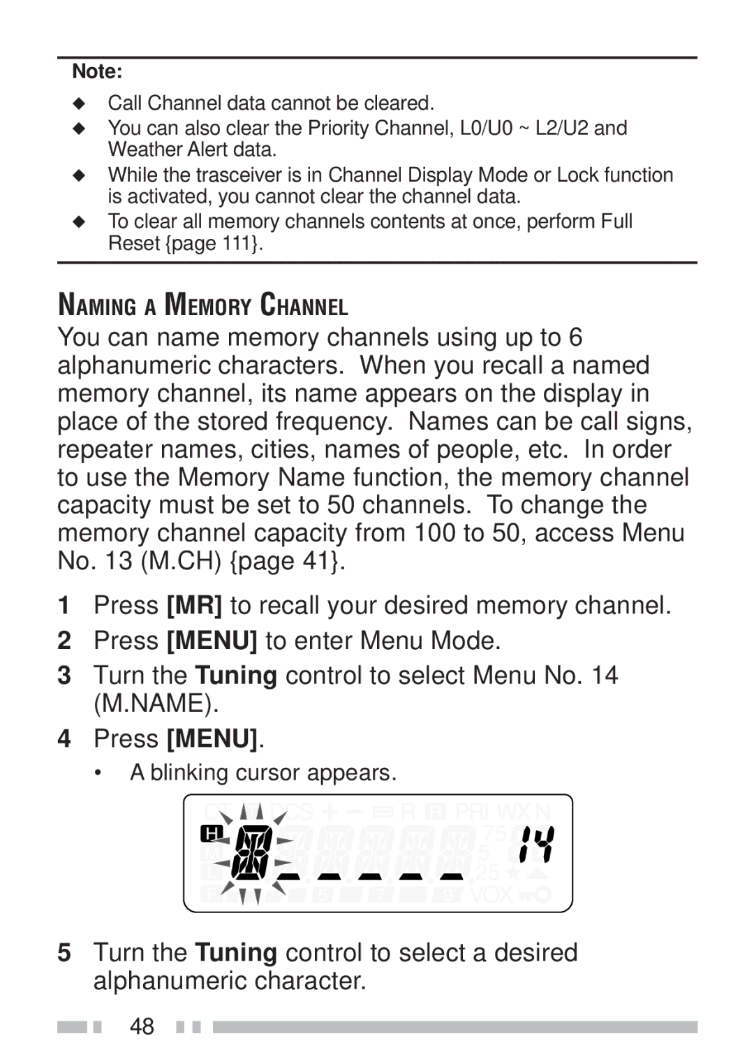 Kenwood TH-K2ET, TH-KAE, TH-K4AT, TH-K2AT instruction manual Blinking cursor appears 