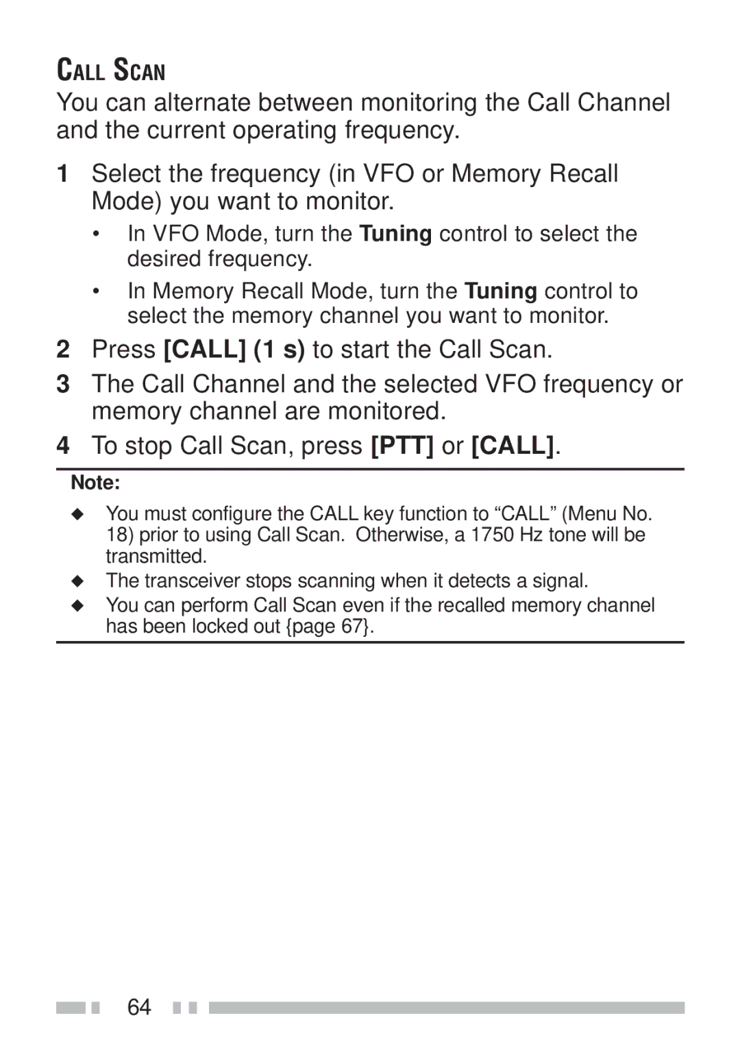 Kenwood TH-K2AT, TH-KAE, TH-K4AT, TH-K2ET instruction manual Call Scan 