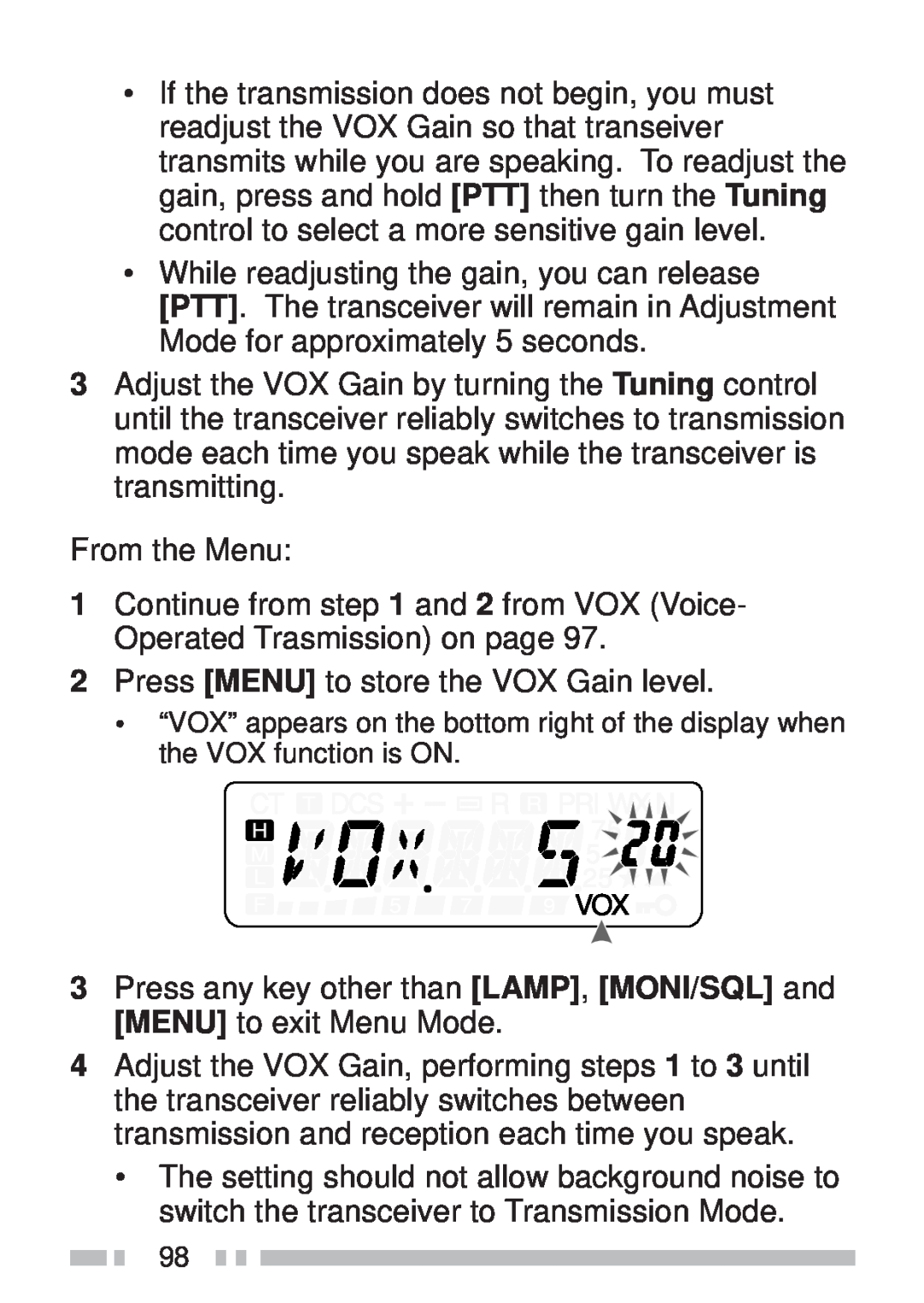 Kenwood TH-K2ET, TH-KAE, TH-K4AT, TH-K2AT instruction manual From the Menu 
