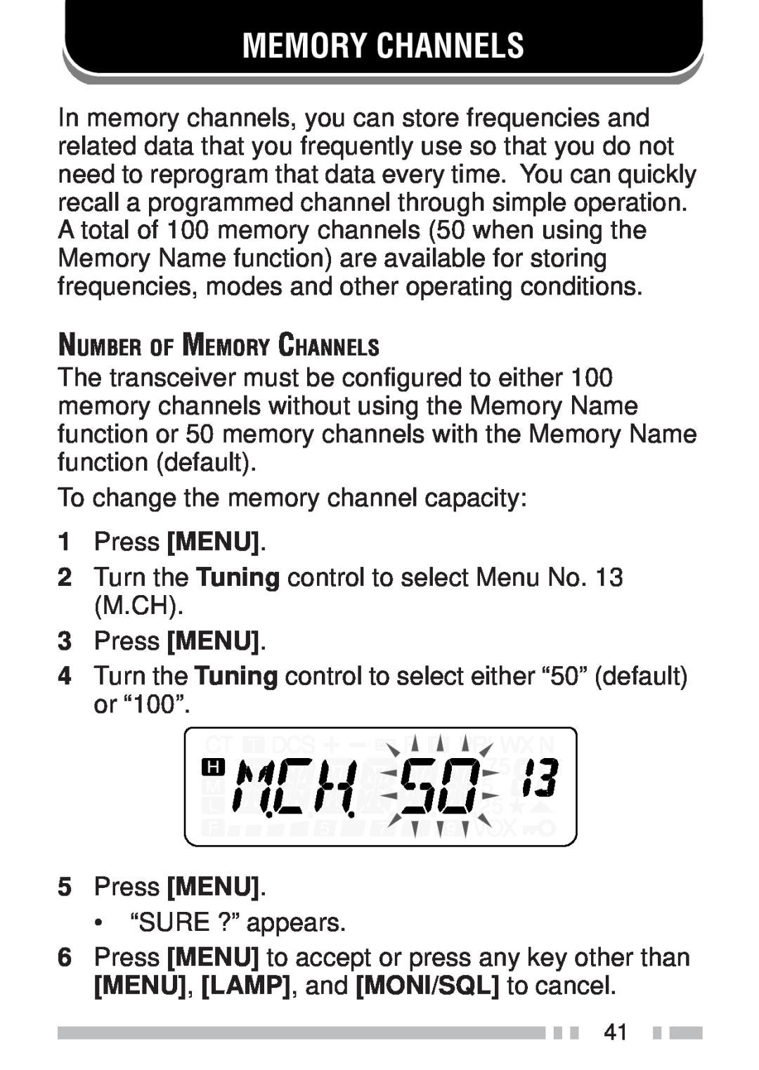 Kenwood TH-KAE, TH-K4AT, TH-K2ET, TH-K2AT instruction manual Memory Channels 